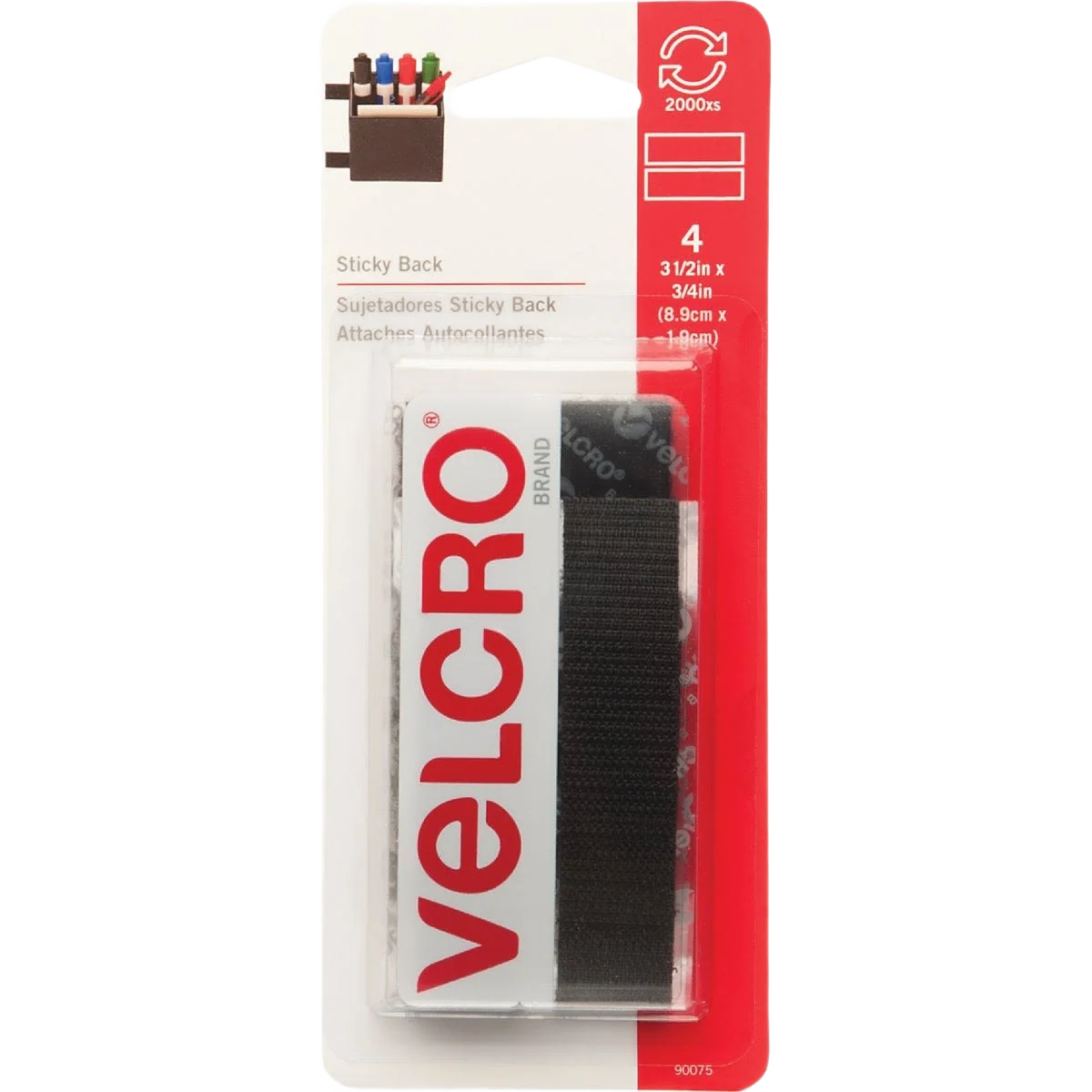 Responsible VELCRO Brand Black Hook Loop Strip 3 4 x 3-1 2 in. Elegant
