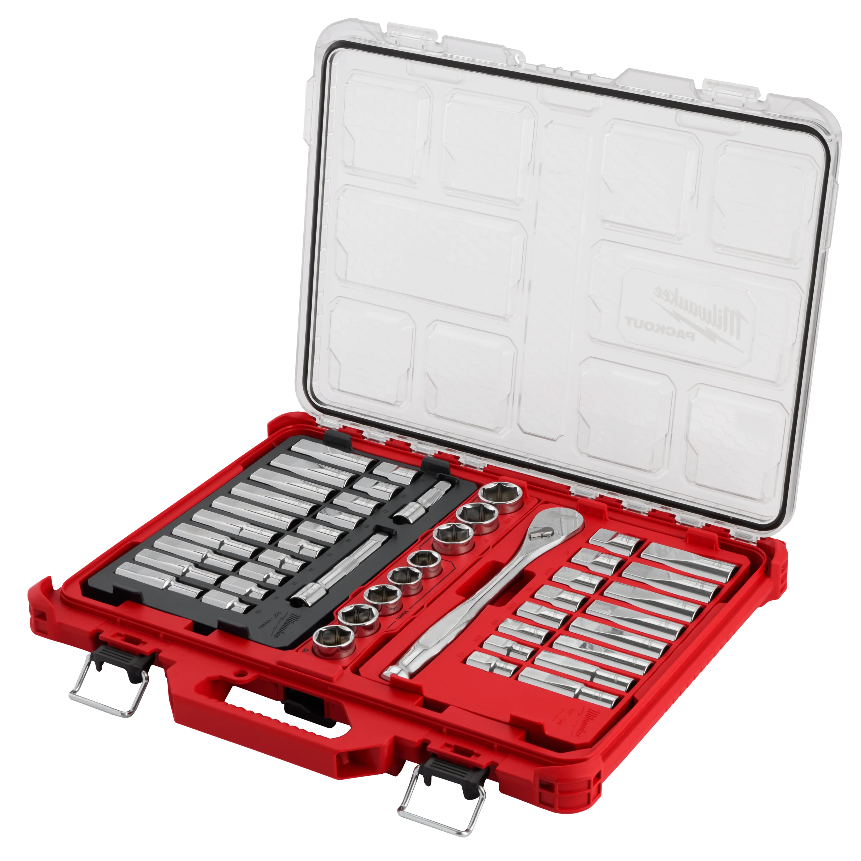 User-Friendly Milwaukee 47pc 1 2 Drive Ratchet Socket Set w PACKOUT™ Low-Profile Organizer Specialty