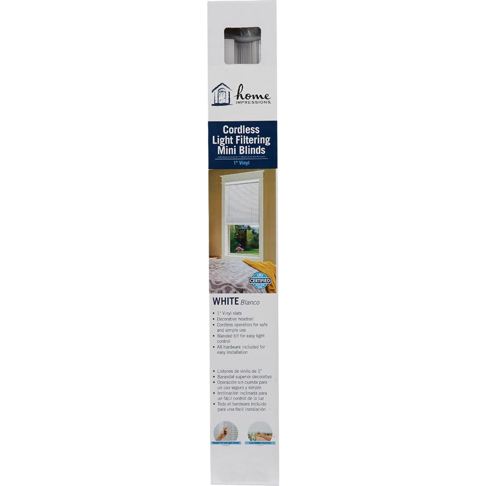 Durable Home Impressions White Vinyl Cordless Mini Blind 21 x 64 x 1 Original Design