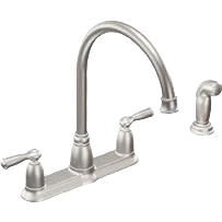 Fine Crafted Moen Banbury Two Handle Stainless Kitchen Faucet with Matching Side Sprayer Recyclable