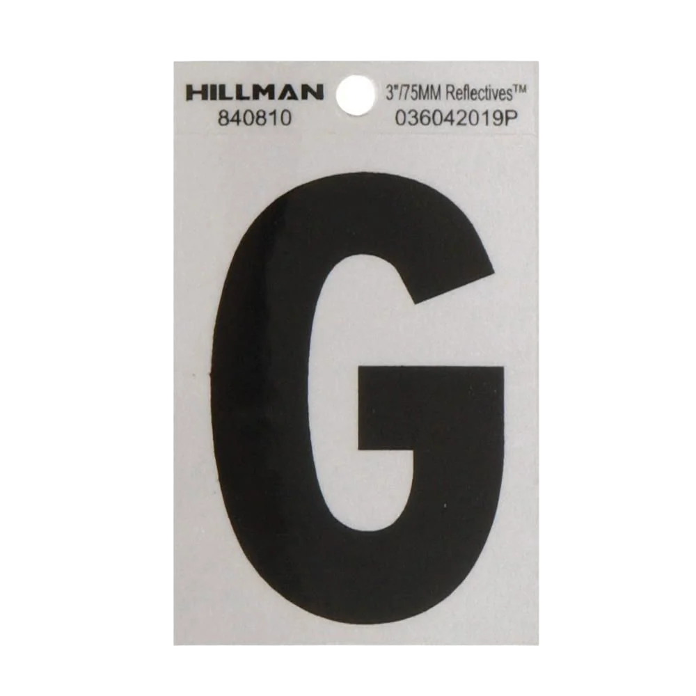 Fashionable Hillman 3 in. Black Silver Reflective Mylar Sticker Wide Style Letter G High-Quality