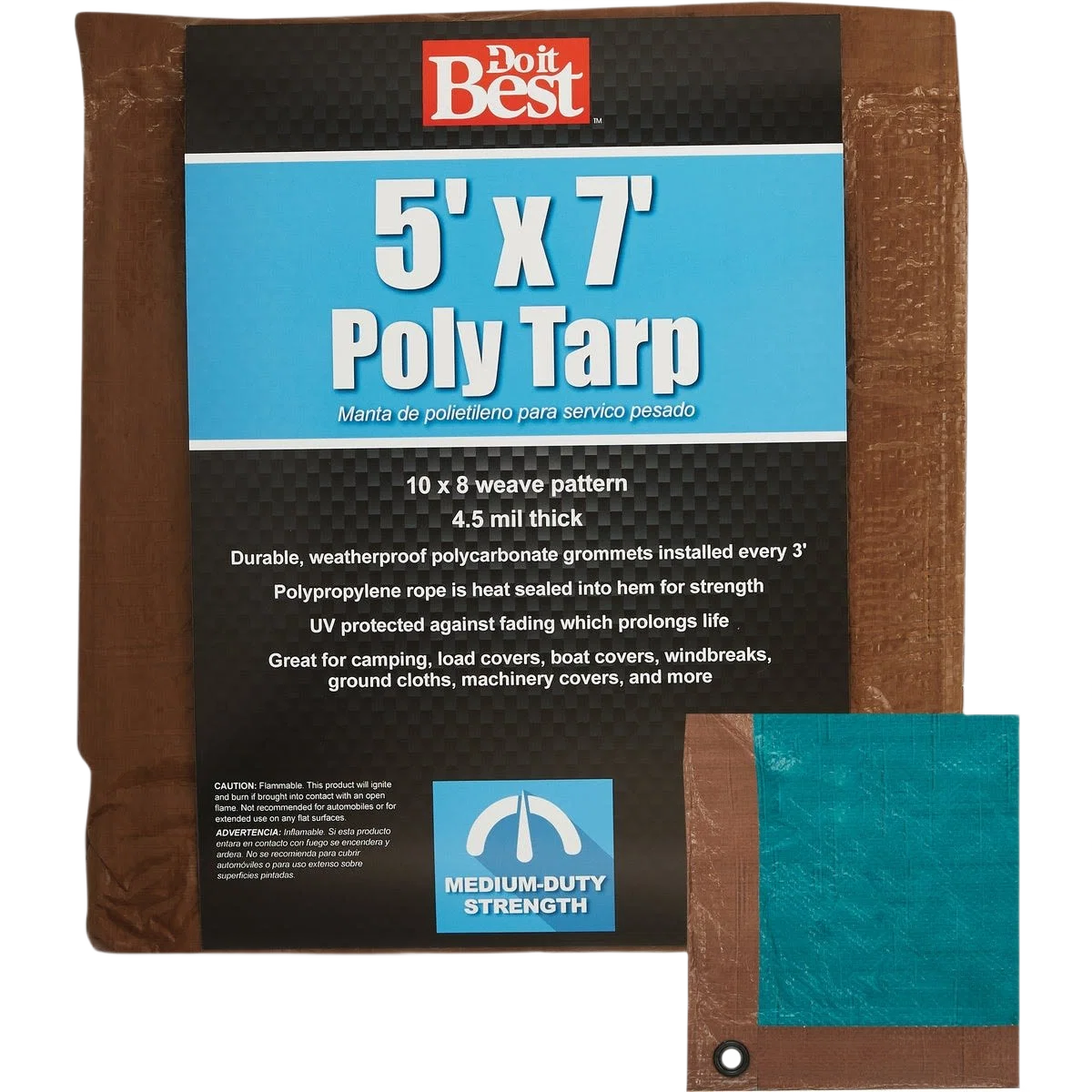 Recyclable Do it Brown Green Medium Duty Poly Tarp 5 Ft. x 7 Ft. Environmentally Friendly