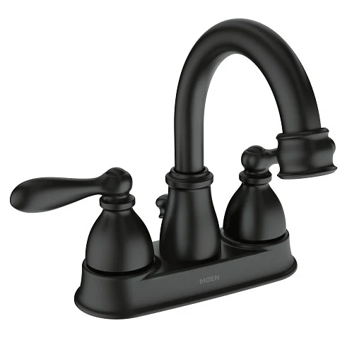 Top-Quality Moen Caldwell Matte Black Two Handle High Arc Bathroom Faucet with Pop Up Verified