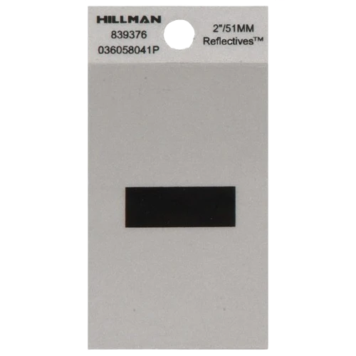Classic Hillman 2 in. Black Silver Reflective Mylar Square Cut Sticker Hyphen - Powerful