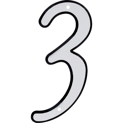 Flexible Hillman 4-In. Nail-On Reflective House Number 3 Durable