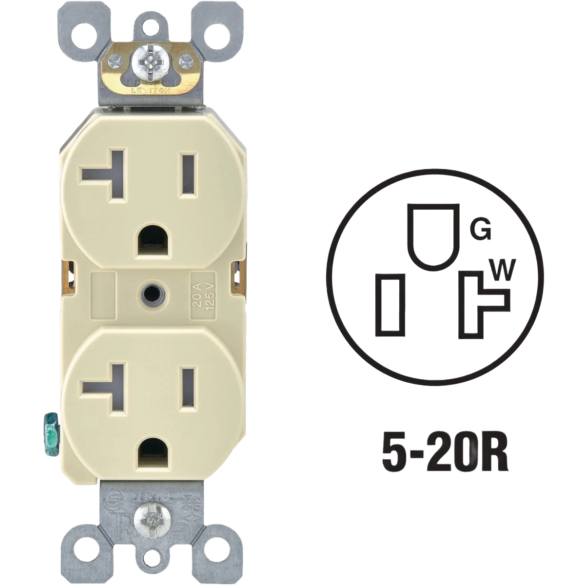 Carefully Designed Leviton 20 Amp Tamper Resistant Ivory Duplex Outlet Secure