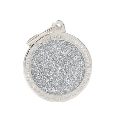 Reliable MyFamily Large Gray Glitter Round ID Tag Durable