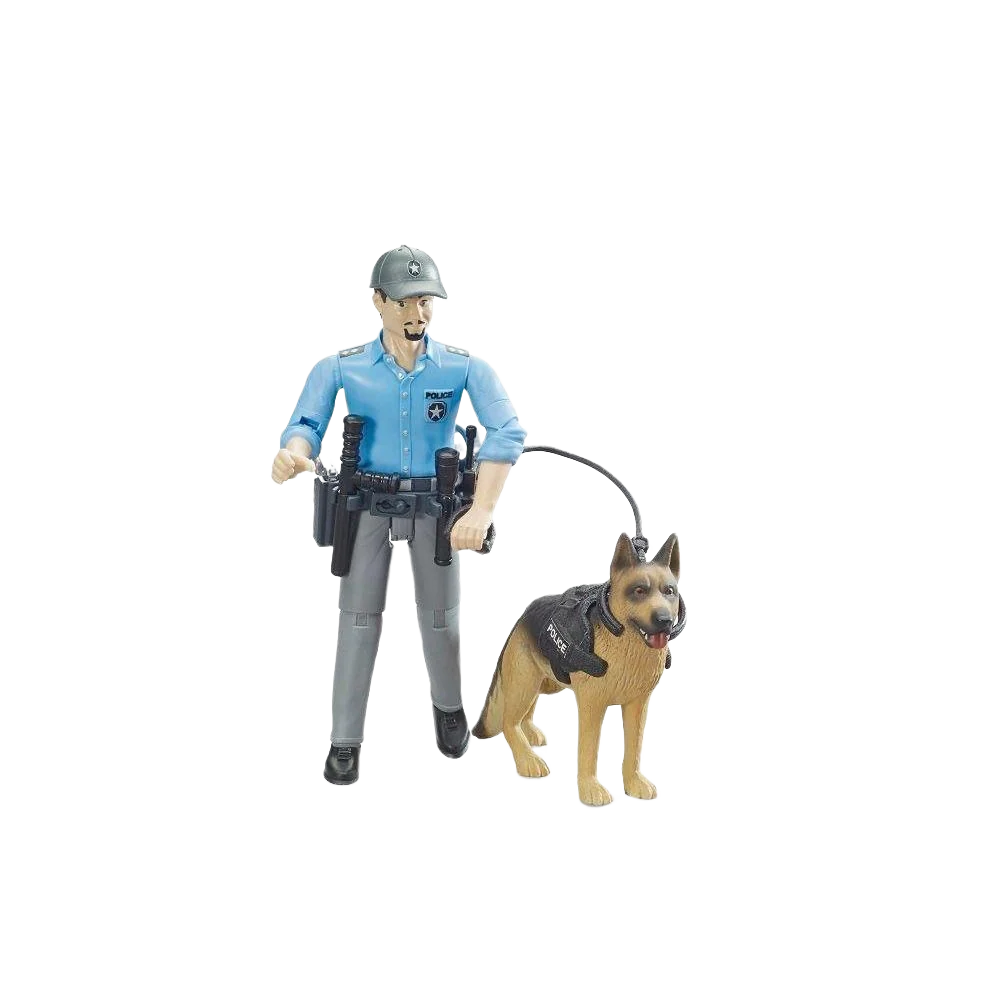 Quality Bruder Toys bWorld Police Officer with Dog Fine Crafted