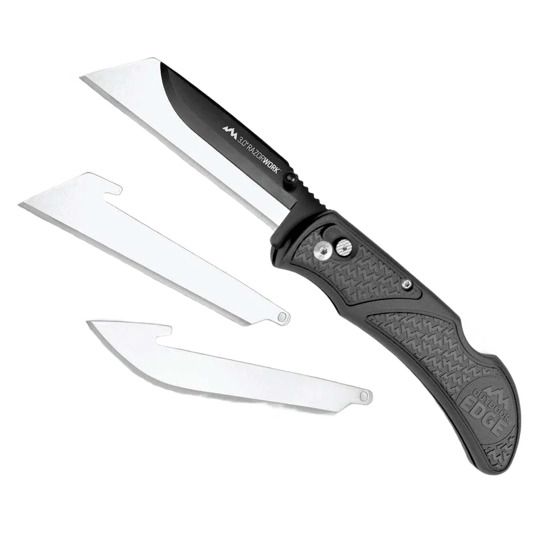 Premium Material Outdoor Edge Razorwork® Replaceable Blade Utility Knife Gray Sustainable