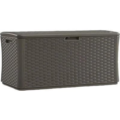 Green Suncast 134 Gal. Resin Wicker Stoney Deck Box Original Design