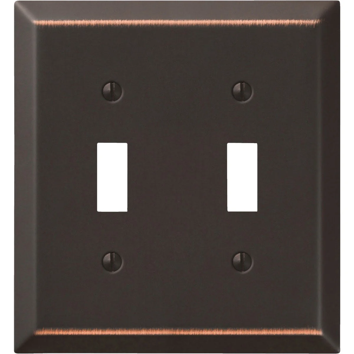 Smooth Amerelle Stamped Steel 2-Gang Toggle Switch Wall Plate Aged Bronze Solid