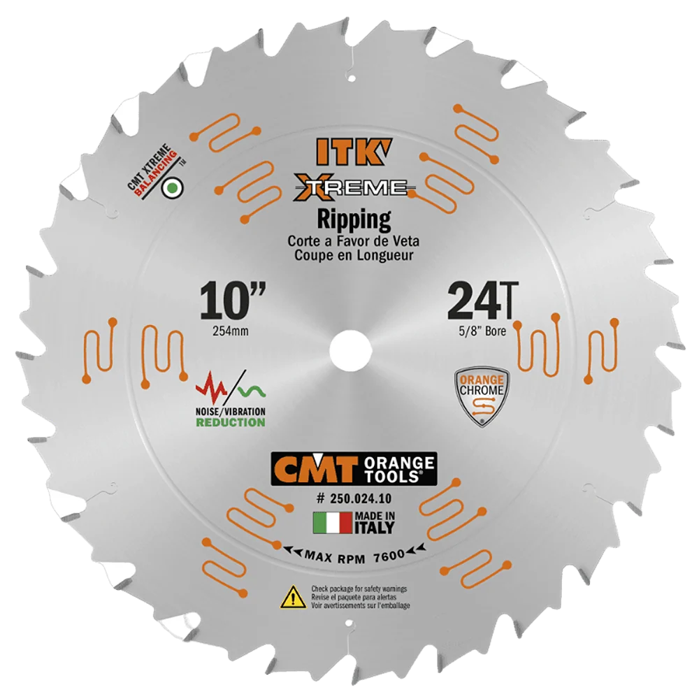 Premium Material CMT Orange Tools 10 24T Chrome Plated Frame and Rip Saw Blade Refined
