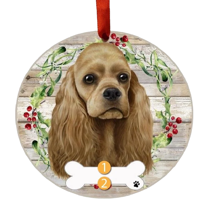 Trendy E S Pets Personalized Buff Cocker Spaniel Face Wreath Ornament World-Class