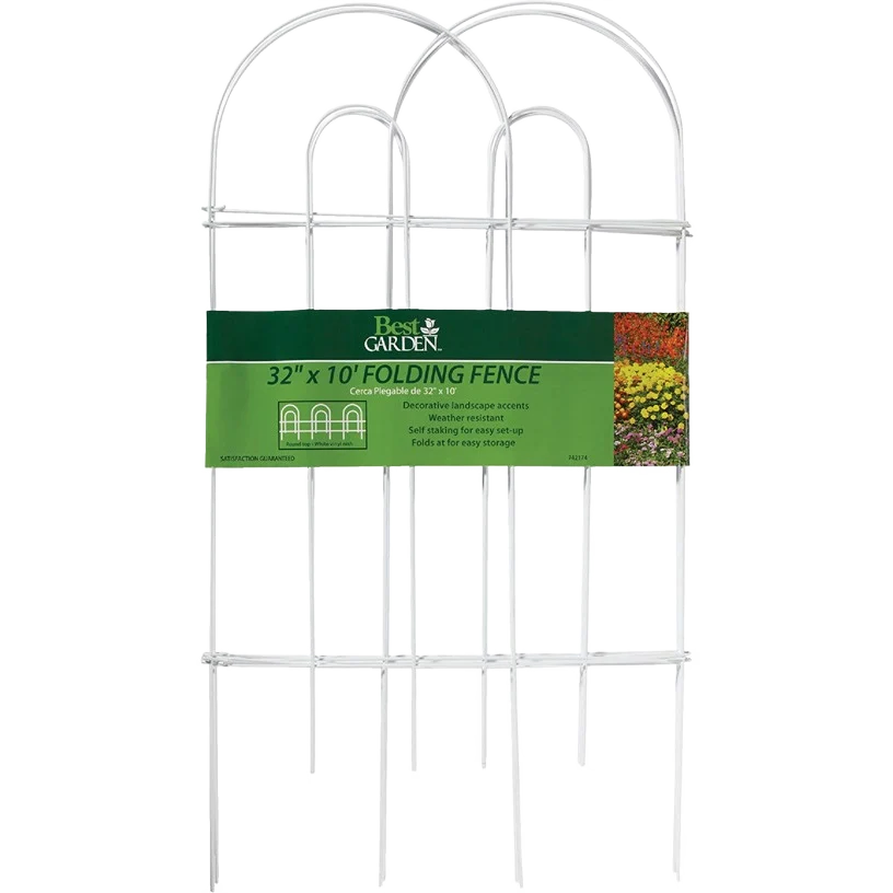 Sophisticated Garden 10' Powder-Coated White Wire Folding Fence Organic