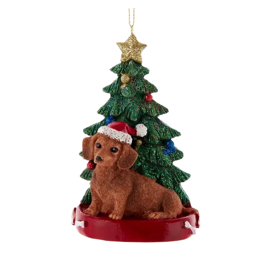 Innovative Kurt S. Adler Personalized Brown Dachshund with Tree Ornament Dependable