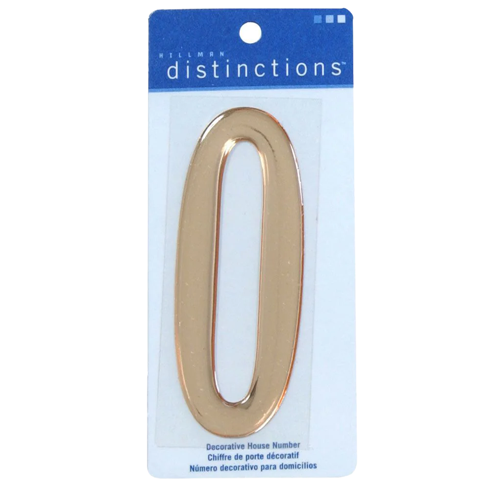 Relaxed Hillman 4-In. Gold Decorative Self-Adhesive Domed House Number 0 Next-Generation