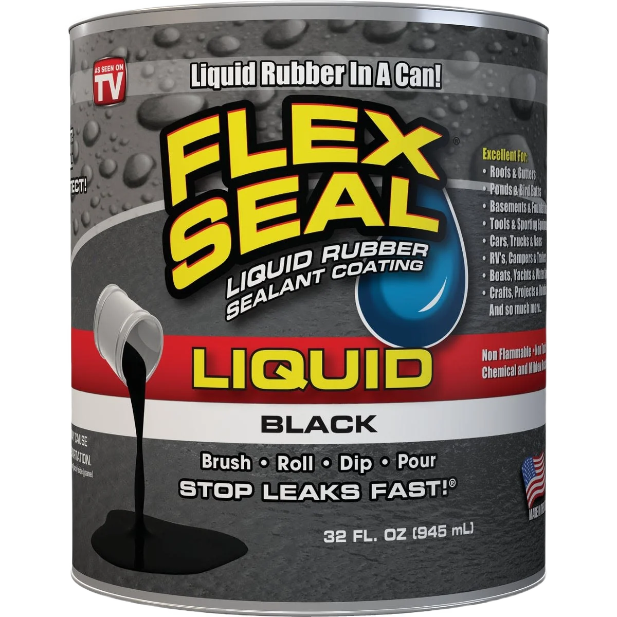 Environmentally Friendly Flex Seal Black Liquid Rubber Sealant 1 Gallon Proven
