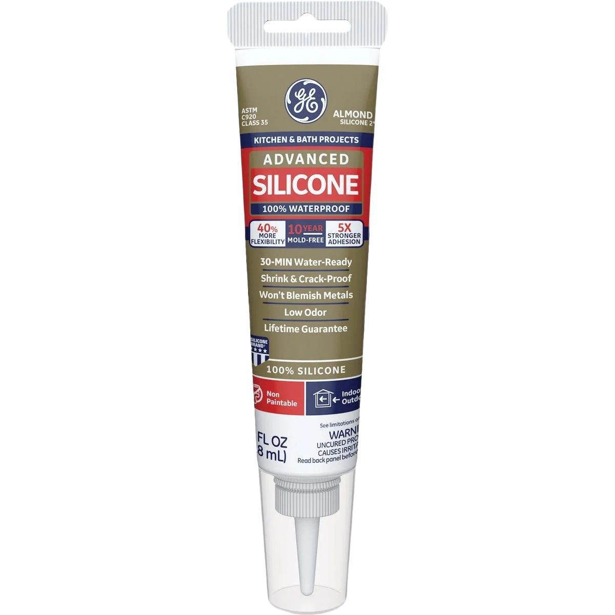 Comfortable GE Advanced Almond Kitchen Bath Silicone Sealant 2.8 oz. Crafted