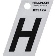 Original Hillman 1-1 2 in. Black Silver Reflective Mylar Angle Cut Sticker Letter H Proven