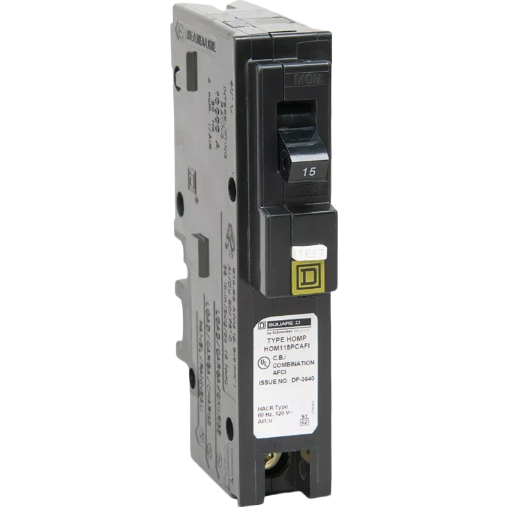 Certified Square D Homeline 15A Single-Pole CAFCI Plug-On Neutral Combination Arc Fault Breaker Contemporary