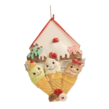 Elite Kurt S. Adler Ice Cream Cone Family Of 3 Personalized Ornament High-Performance