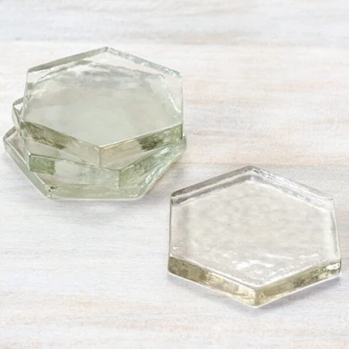 Lightweight PD Home and Garden Glass Hexagon Coasters 4-Pk Green