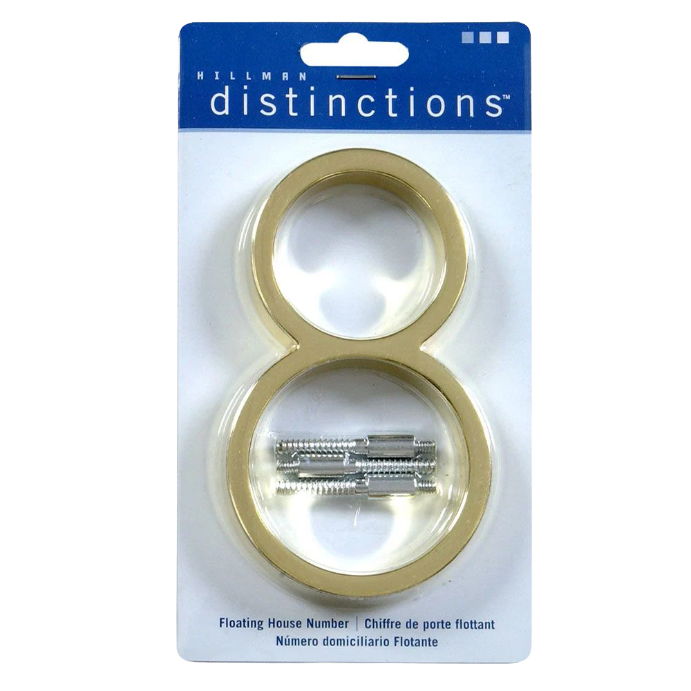 Top-Quality Hillman 5-In. Floating Mount Brass House Number 8 Specialty