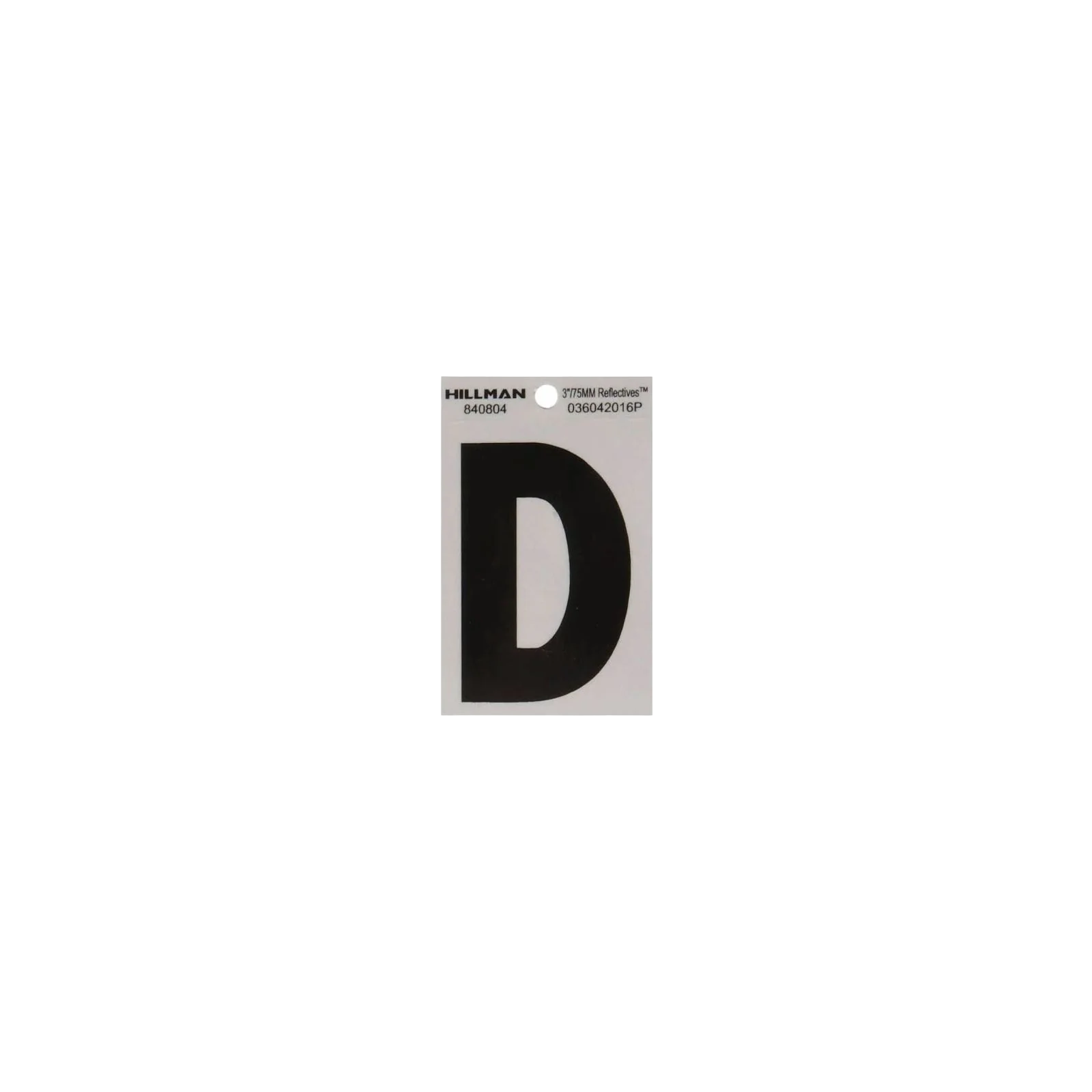 Solid Hillman 3 in. Black Silver Reflective Mylar Sticker Wide Style Letter D Consistent
