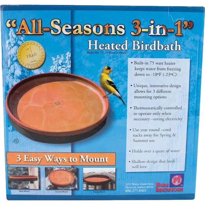 Premium Material Farm Innovators All-Seasons Heated Birdbath Comfortable