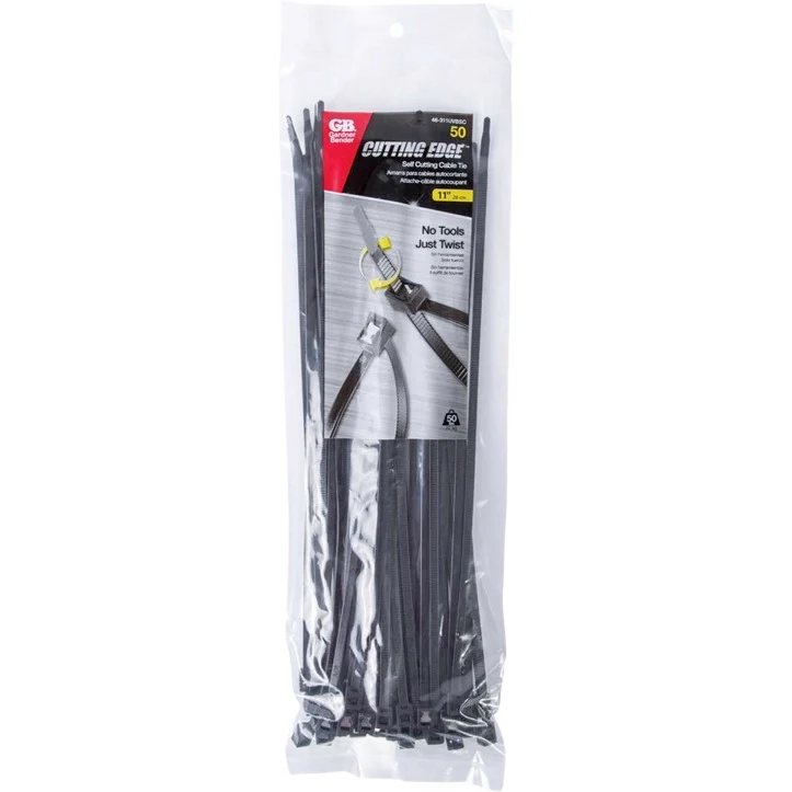 Healthy Gardner Bender 11 In. x 0.169 In. Cutting Edge Black Self-Cutting Cable Tie 50-Pack Stylish