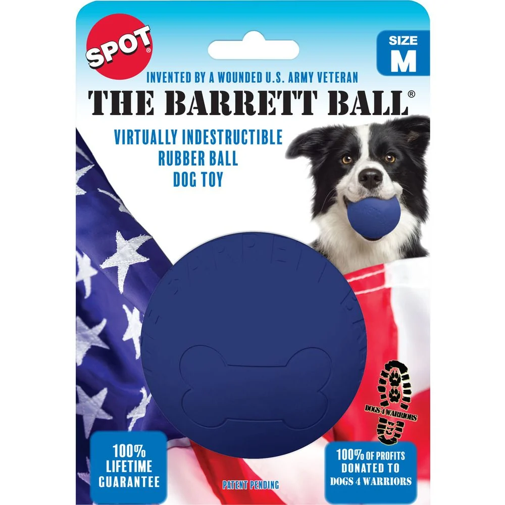 Sophisticated Spot Medium Blue Barrett Ball Pet Toy 4 in. Comfortable