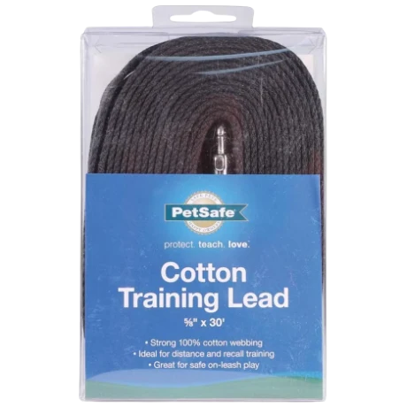 World-Class PetSafe Black Cotton Training Lead 30 ft. Comfortable
