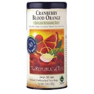 Easy-to-Use The Republic of Tea Cranberry Blood Orange Black Tea Tin 50 Bags Natural