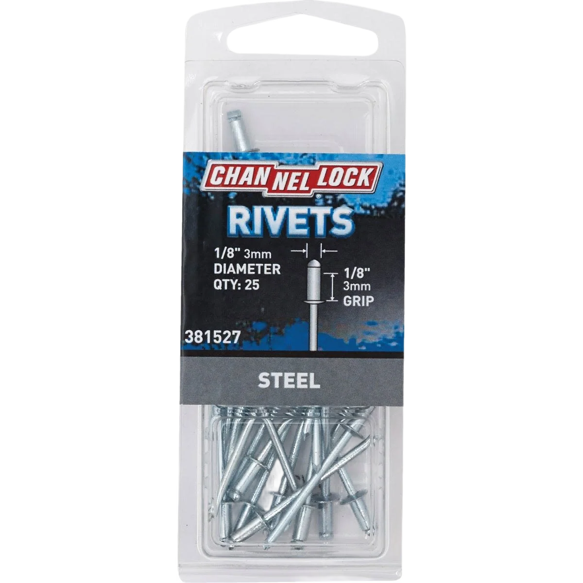 Original Channellock 1 8 In Diameter x 1 8 In Grip Steel Pop Rivets 25-Pack Lightweight