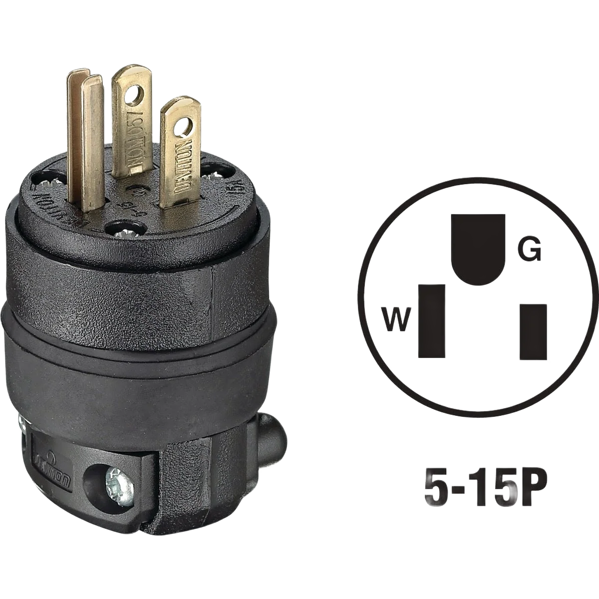 Safe Leviton 15 Amp 125V 3-Wire 2-Pole Black Rough Use Cord Plug High-Quality