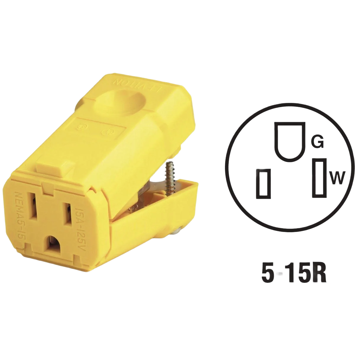 Professional Leviton 15 Amp 125V 3-Wire 2-Pole Yellow Python Cord Connector Breathable