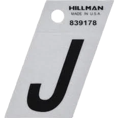 Recyclable Hillman 1-1 2 in. Black Silver Reflective Mylar Angle Cut Sticker Letter J Soft