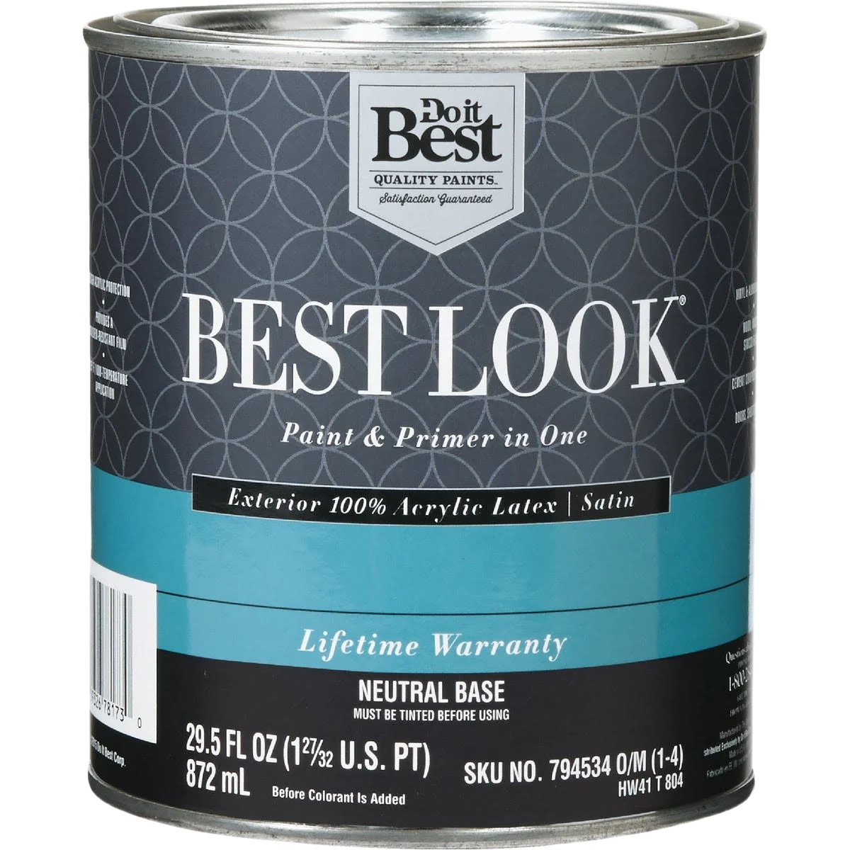 High-Performance Look Neutral Base Exterior Latex Satin Paint Primer In One 1 Quart Traditional
