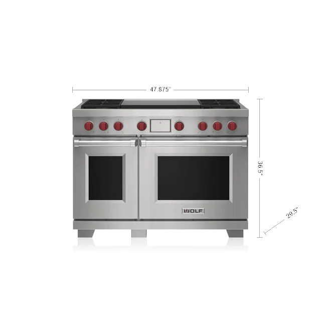 Exclusive Wolf 48 4 Burner Dual Fuel Range with Dual Infrared Griddle Smooth