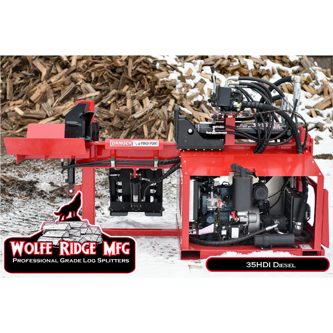 Recyclable Wolfe Ridge 35 Ton Heavy-Duty Industrial Log Splitter with Box Wedge Functional
