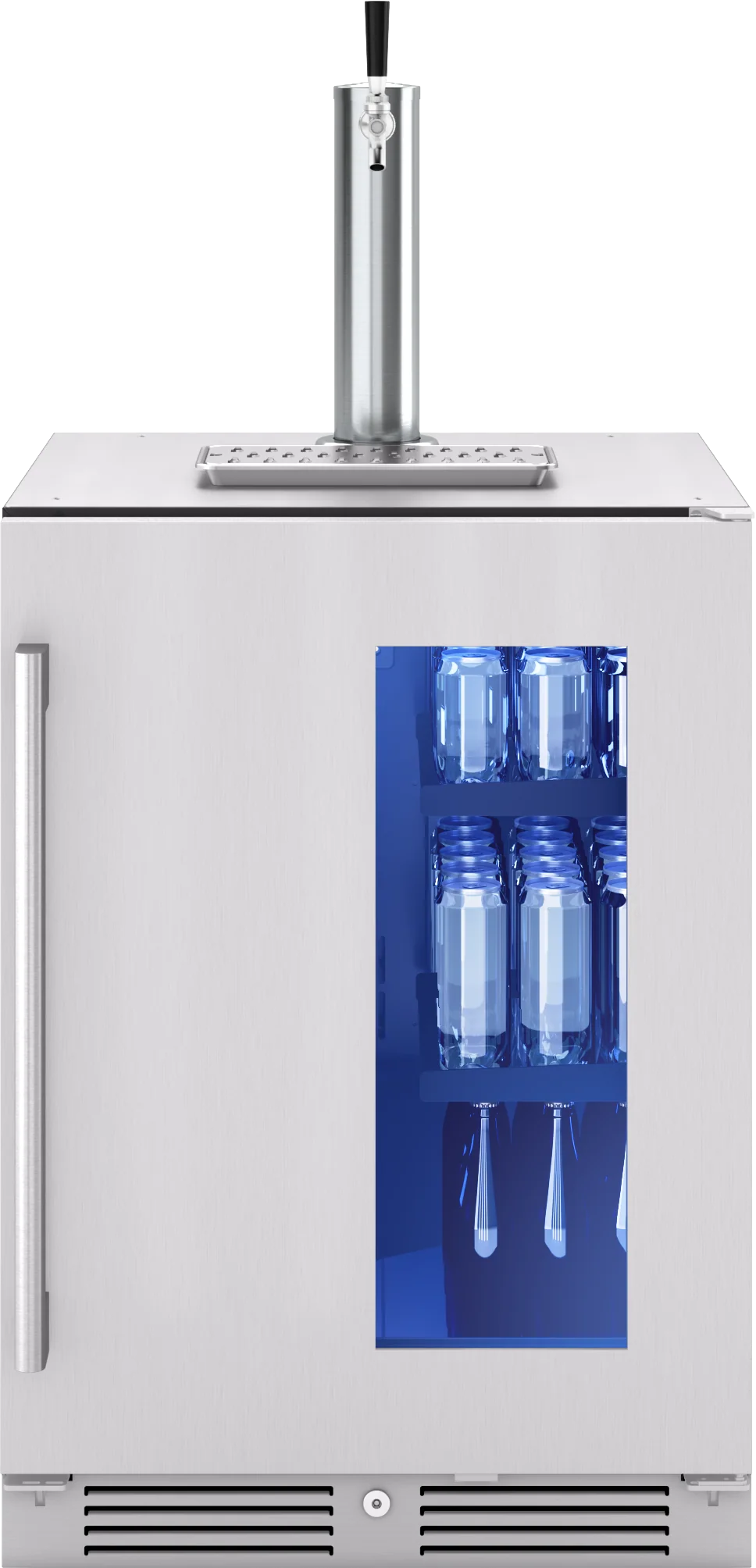 Casual Presrv Kegerator Beverage Cooler 24in Under Cabinet SS Glass Reverse Door 1 Zone Reliable