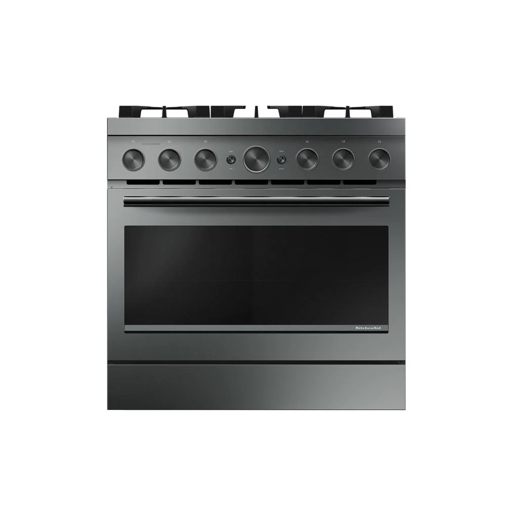 Soft KitchenAid® 36-Inch 6 Burner Commercial-Style Gas Range with No Preheat Air Fry Mode Sophisticated