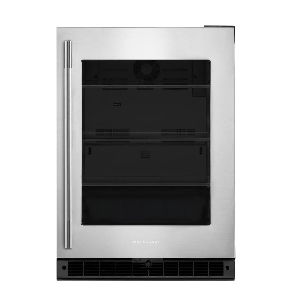 Natural 5.2 Cu. Ft. 24-Inch Undercounter Refrigerator with Glass Door and Motion-Activated LED Lighting in Stainless Steel Traditional
