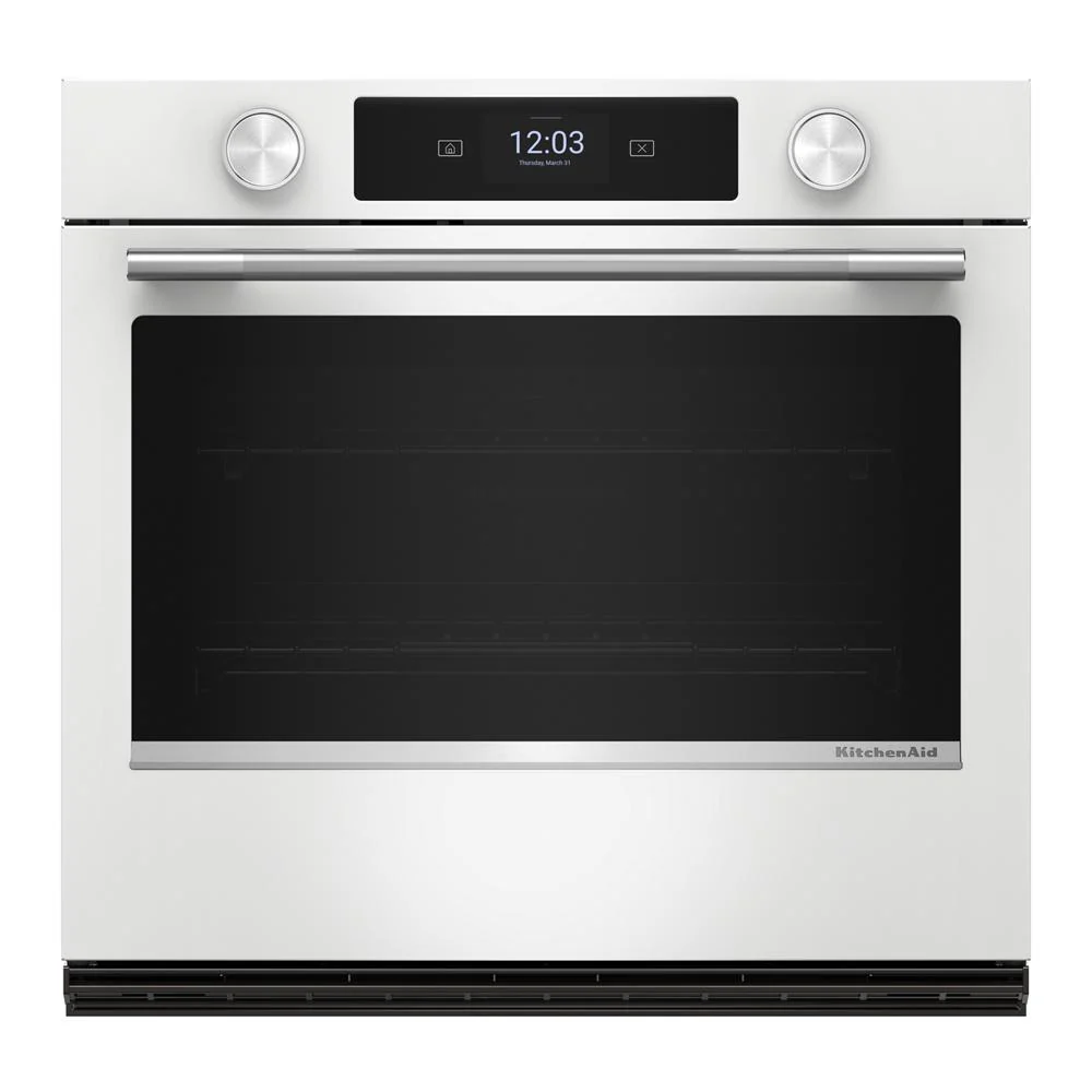Safe 30-inch Smart Electric Single Wall Oven with Assisted Cooking Modes - White Smooth