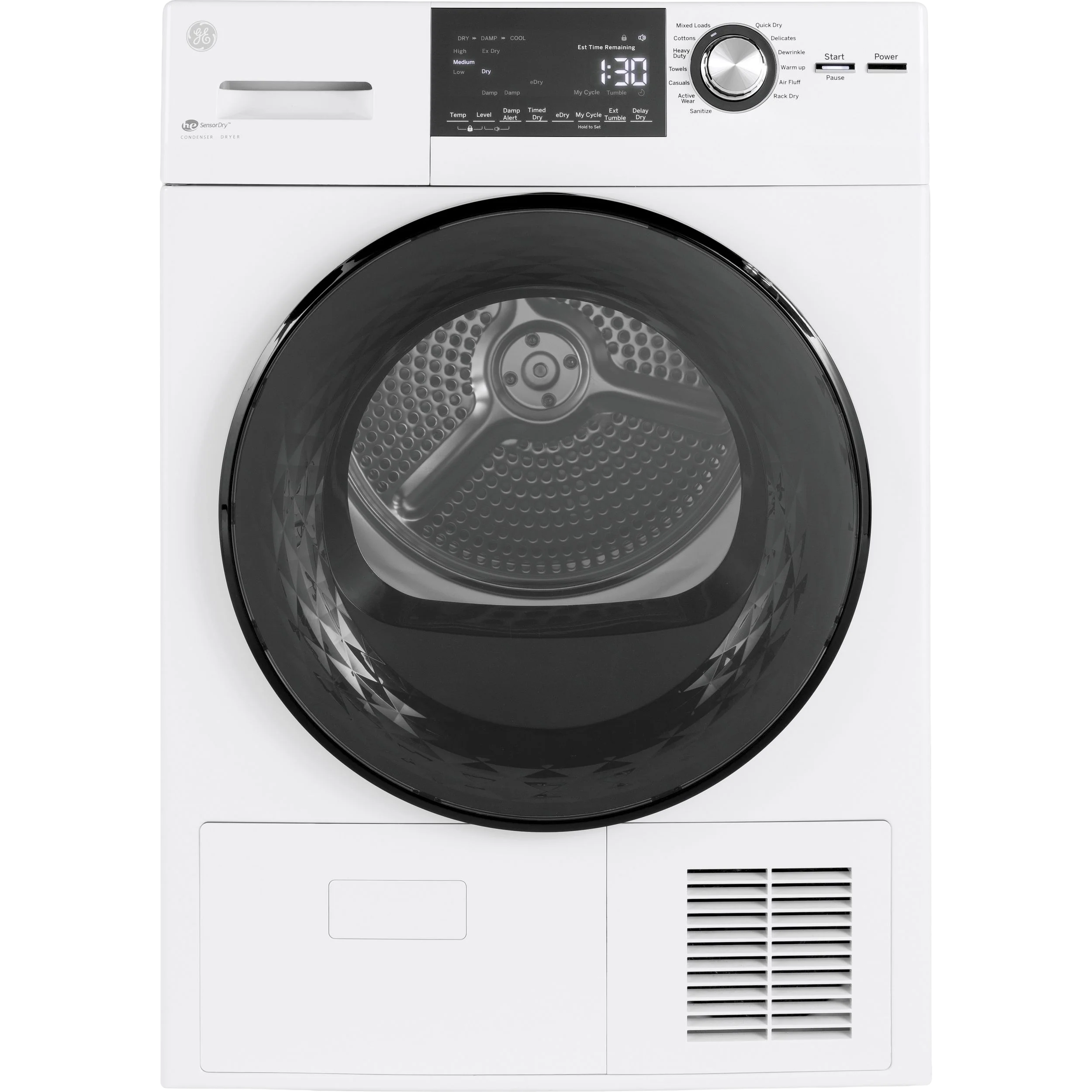 Unique GE® ENERGY STAR® 24 4.1 Cu.Ft. Front Load Ventless Condenser Electric Dryer with Stainless Steel Basket Crafted