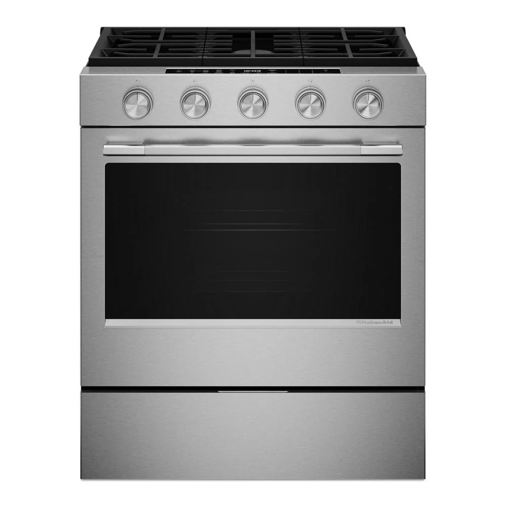 Easy-to-Use 5.0 Cu. Ft. Smart Slide-in Gas Range with Convection Cooking Modes and 2-in-1 Burner Excellent