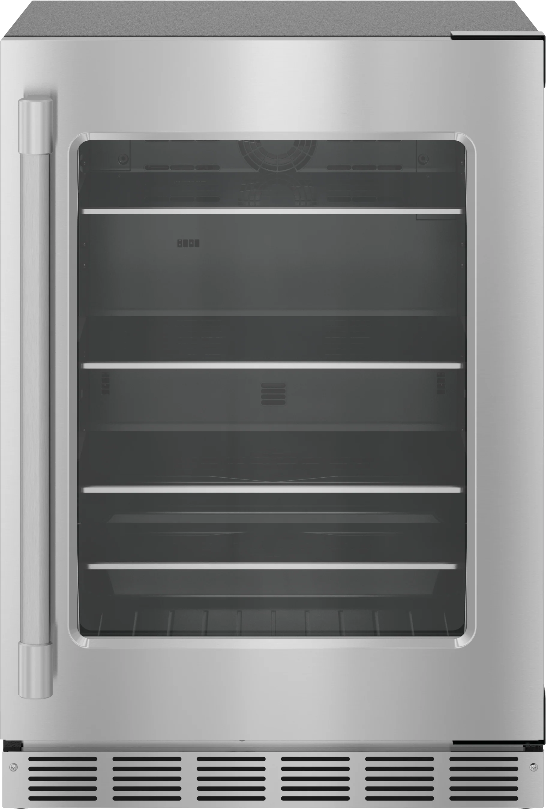 Smooth dom® Under Counter Refrigerator with Glass Door 24'' Stainless Steel Right Hinge Certified
