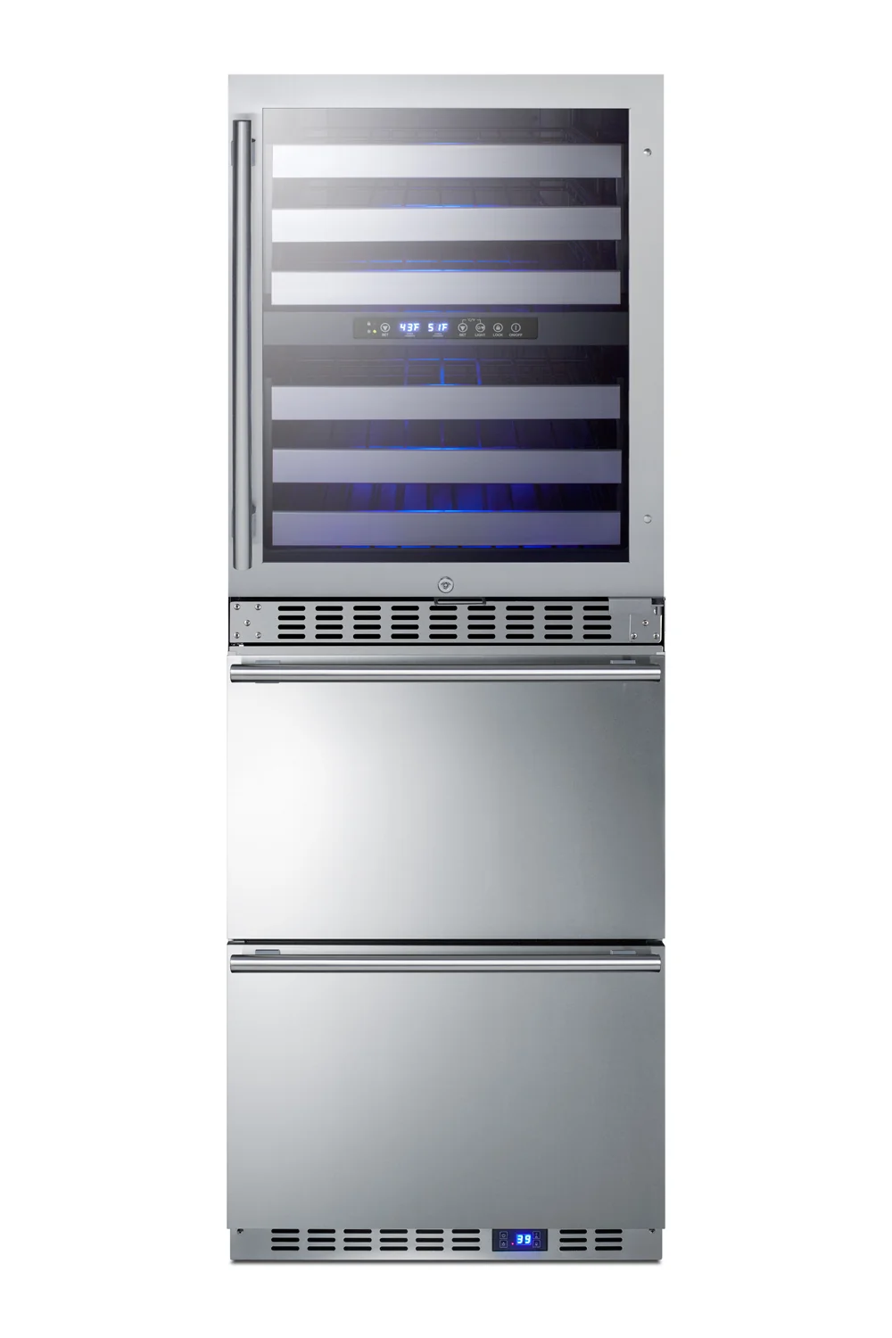 Long-Lasting 24 Wide Combination Dual-Zone Wine Cellar and 2-Drawer All-Refrigerator Clean