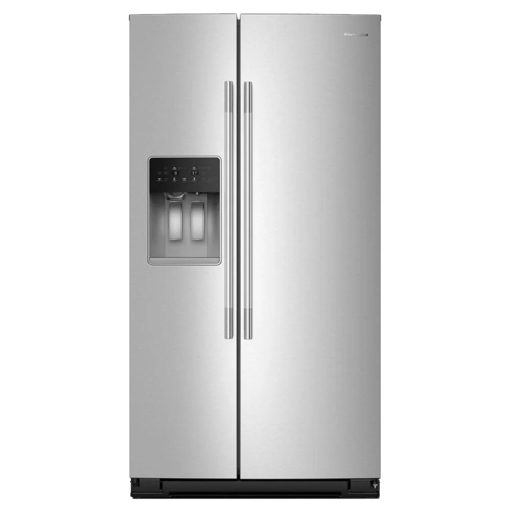 High-End 20.8 Cu. Ft. 36-Inch Counter-Depth Side-by-Side Refrigerator with Exterior Ice and Water Dispenser in PrintShield® Finish Comfortable