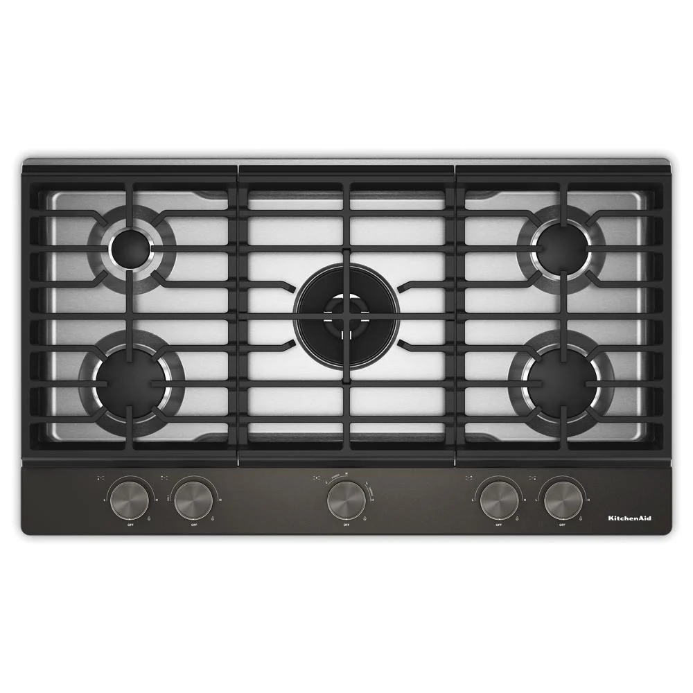 Eco-Friendly KitchenAid® 36 in. Gas Cooktop with 5 Burners and Integrated Wok Grate Fine